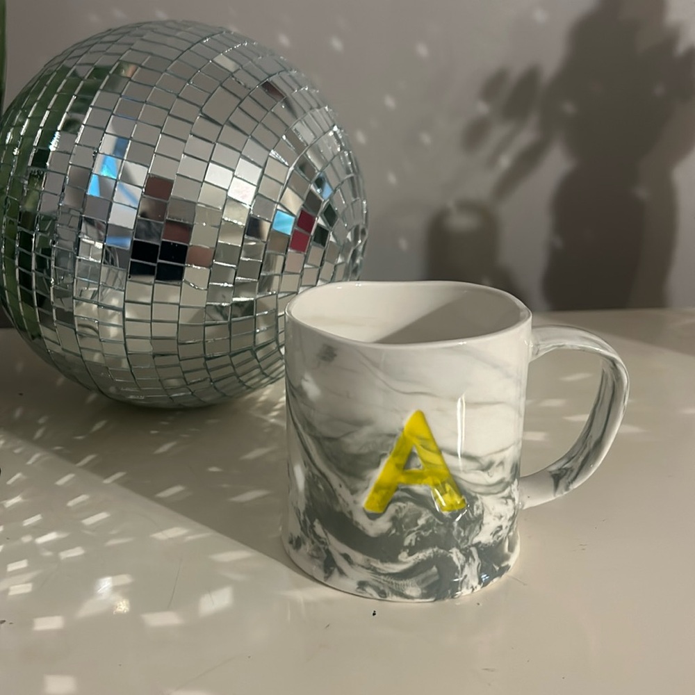 Marble Swirl Initial “A” Mug Anthropologie